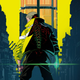 Promotional image for Cyberpunk: Edgerunners, featuring main character David Martinez looking over his shoulder.